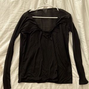 Gorgeous, light, semi-sheer vintage Gucci long sleeve top with front gather